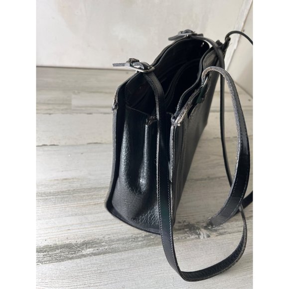 Jr USA Julius Resnick woman’s black leather long handled satchel purse vintage - Picture 2 of 15